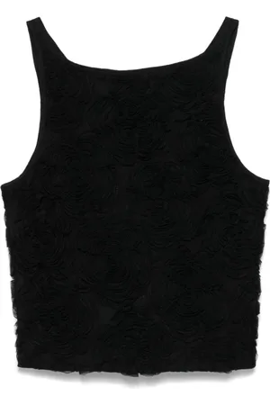 ROTATE Tops, Dames, Zwart, XS, Zwarte Mesh Top met Bootnek