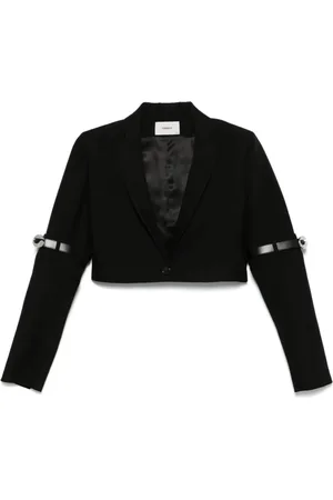 COPERNI Jassen, Dames, Zwart, M, Leer, Geknipte getailleerde jas