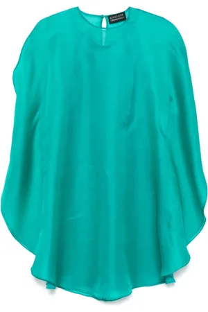 GIANLUCA CAPANNOLO Kleedjes, Dames, Groen, S, Jade Groene Gedrapeerde Mouw Jurk