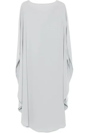 GIANLUCA CAPANNOLO Kleedjes, Dames, Grijs, M, Elegant V-Neck Draped Sleeve Dress