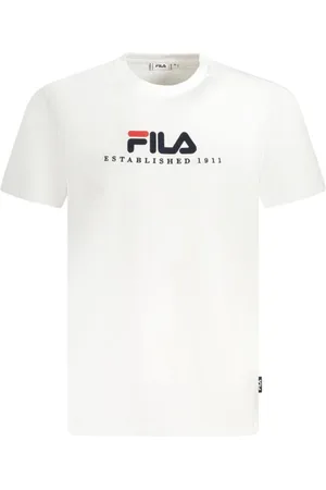 Fila Tops, Heren, Wit, 3Xl, Katoen, Geborduurde Crew Neck Katoenen T-shirt