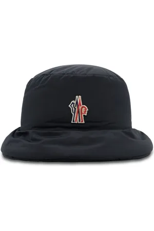 Moncler Accessoires, unisex, Zwart, S, Katoen, Branded Bucket Hat