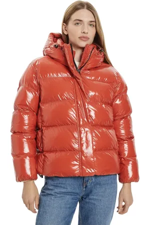 Napapijri Jassen, Dames, Oranje, M, Polyester, Verstelbare gewatteerde jas met capuchon