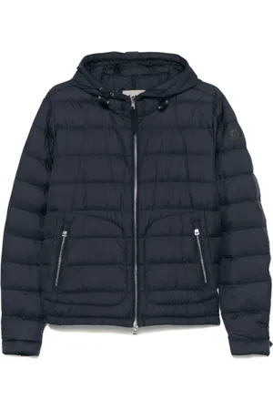 Moncler Jassen, Heren, Blauw, 2Xl, Polyester, Navy Sestriere Hooded Short Down Jacket