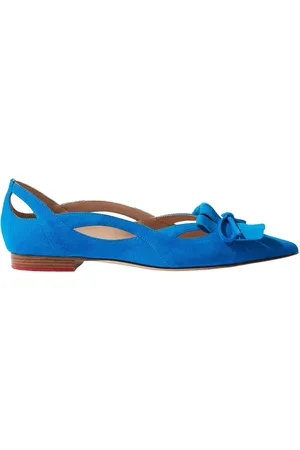 Scarosso Schoenen, Dames, Blauw, 37 1/2 EU, Leer, Vergeet-mij-nietjes Ballerina`s