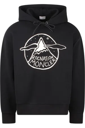 Moncler Sweatshirts & Hoodies, Heren, Zwart, L, Katoen, Hooded Sweatshirt met Logo Print