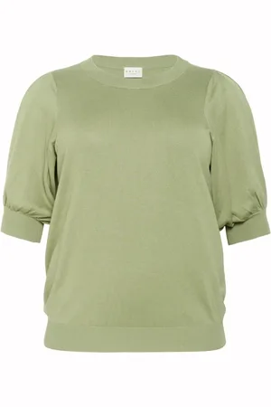 Kaffe Truien, Dames, Groen, S, Nylon, Plooi Pullover Gebreid Olijfgroen