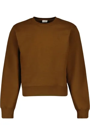 Saint Laurent Sweatshirts & Hoodies, Heren, Bruin, M, Katoen, Katoenen Sweatshirt