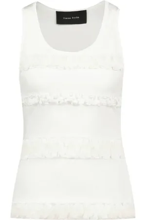 Simone Rocha Tops, Dames, Wit, S, Katoen, Ruffle Tank Top in katoenen jersey