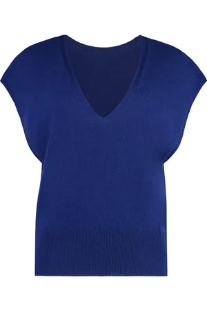 Malo Truien, Dames, Blauw, M, Cashmere Ribgebreid Vest