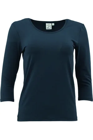 2-Biz Tops, Dames, Blauw, L, Blouseewavy Top met Lange Mouwen