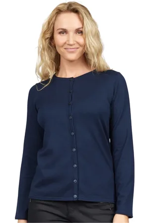 2-Biz Truien, Dames, Blauw, M, Marineblauwe Cardigan met Knoopsluiting