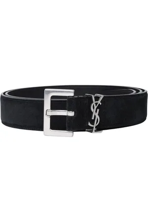 Saint Laurent Accessoires, Heren, Zwart, 75 CM, Suède, Zwarte Suède riem met Cassandre logo