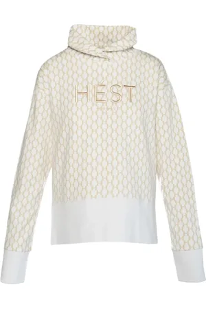 Hest Hést, Sweatshirts & Hoodies, Dames, Wit, S, Katoen, Witte Alyssum Sweatshirt met hoge kraag