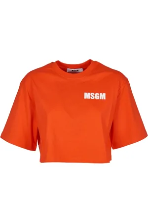 Msgm Tops, Dames, Rood, M, Katoen, Rode Crop T-shirt en Polo