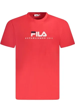 Fila Tops, Heren, Rood, 2Xl, Katoen, Rood Logo Geborduurd Crew Neck T-Shirt