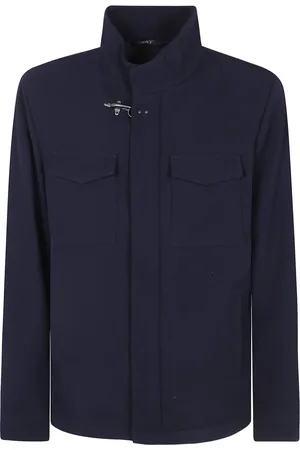 FAY Jassen, Heren, Blauw, L, Katoen, Stijlvolle Jas