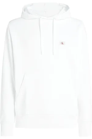 Calvin Klein Sweatshirts & Hoodies, Heren, Wit, XS, Katoen, Witte Hoodie Sweater van Katoen