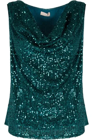 Liu Jo Blouses & Shirts, Dames, Groen, S, Polyester, Elegante Sequin Top