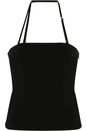 The Attico Tops, Dames, Zwart, S, Rayon, Chique Zwarte Mouwloze Top