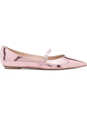 Stuart Weitzman Schoenen, Dames, Roze, 40 EU, Leer, Mary Jane Ballerina`s