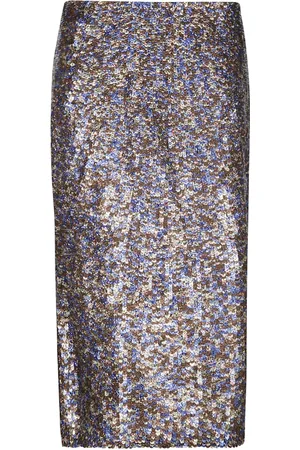 DRIES VAN NOTEN Rokken, Dames, Veelkleurig, L, Pailletten, Flared Sequin Lange Rok