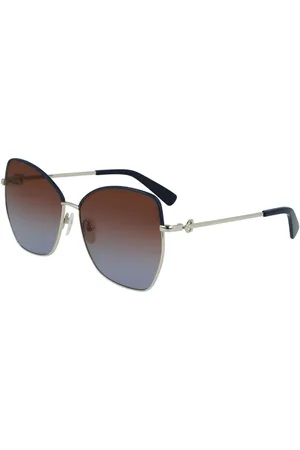 Longchamp Accessoires, Dames, Geel, ONE Size, Metalen Zonnebril