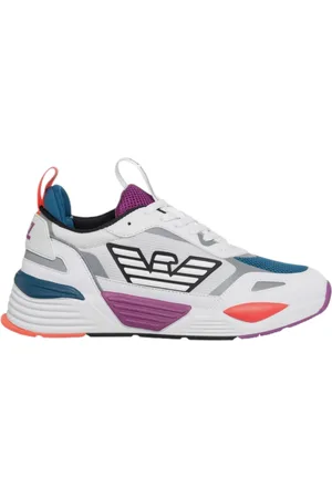 EA7 Schoenen, Heren, Wit, 40 EU, Polyester, Witte Multicolor Sneaker met Paars Logo