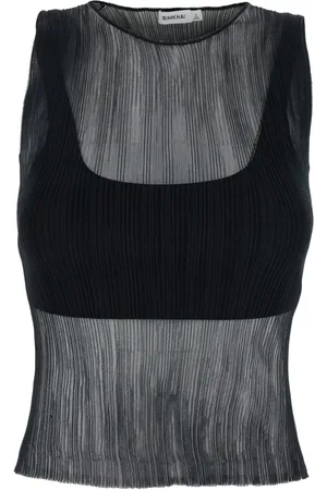 Simkhai Tops, Dames, Zwart, M, Zwarte Gelaagde Top met Tech Stof