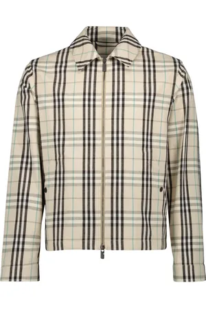 Burberry Jassen, Heren, , L, Katoen, Geruite Harrington-jas