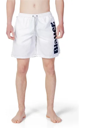 Blauer Badkleding, Heren, Wit, 2Xl, Polyester, Bedrukte witte zwemkleding