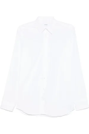 LARDINI Overhemden, Heren, Wit, XL, Katoen, Wit Poplin Overhemd met Spread Collar