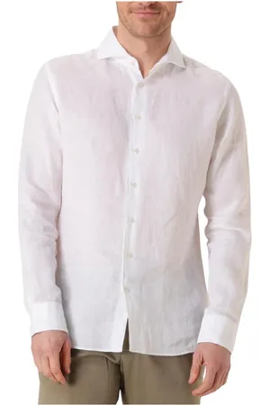 Profuomo Overhemden, Heren, Wit, 5Xl, Linnen, Heren Linnen X-cutaway Shirt Wit