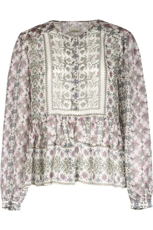 Isabel Marant Blouses & Shirts, Dames, Veelkleurig, M, Zijden Bedrukte Blouse Knoopsluiting