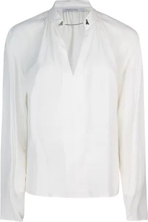 Patrizia Pepe Blouses & Shirts, Dames, Wit, M, Witte Georgette Viscose Shirt Lange Mouw