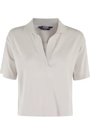 K-Way Tops, Dames, Grijs, XS, Katoen, Beige Polo Shirt Short Sleeve