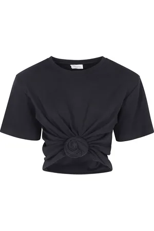 MAGDA BUTRYM Tops, Dames, Zwart, L, Katoen, Crop Tee in Trendy Stijl