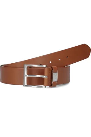 HUGO BOSS Accessoires, Heren, Bruin, 80 CM, Leer, Bruine leren riem Connio-stijl