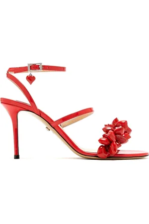 Mach & Mach Schoenen, Dames, Rood, 38 EU, Leer, Rode lakleren sandalen