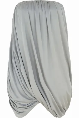 The Attico Kleedjes, Dames, Grijs, S, Jurk met gedrapeerde asymmetrische zoom