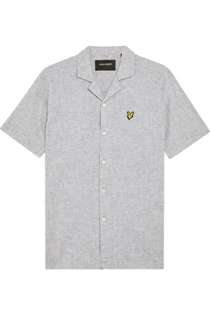 Lyle & Scott Overhemden, Heren, Grijs, L, Linnen, Oxford Revere Shirt