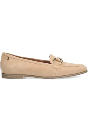 Manfield Schoenen, Dames, , 38 EU, Suède, Suède Loafers met Gouden Ketting