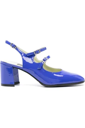 Carel Schoenen, Dames, Blauw, 37 EU, Leer, Ballerina`s met verstelbare bandjes en glitterapplicaties