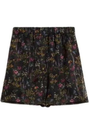 Max Mara Korte broeken, Dames, Zwart, M, Organza, Floral Zijden Boxershorts