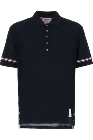 Thom Browne Tops, Heren, Blauw, XL, Katoen, RWB Gestreept Poloshirt met Korte Mouwen