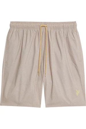 Lyle & Scott Badkleding, Heren, Bruin, M, Polyester, Geo Motif Printed Zwemshort