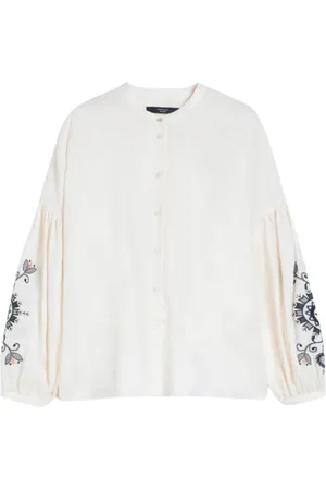 Max Mara Blouses & Shirts, Dames, , M, Linnen, Geborduurde Linnen Overhemd