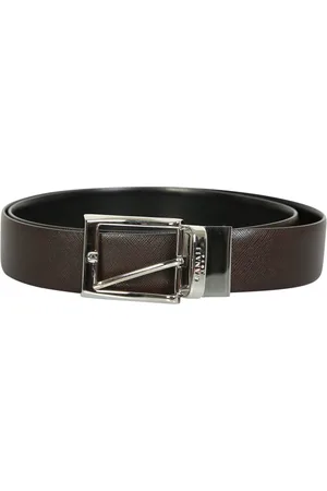 CANALI Accessoires, Heren, Zwart, 110 CM, Leer, Gegraveerde leren riem