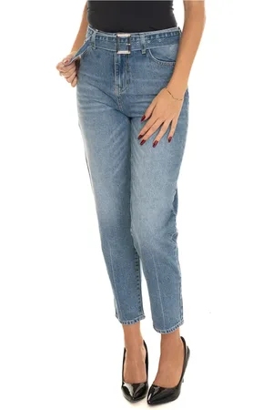 Liu Jo Jeans, Dames, Blauw, W30, Katoen, High Waisted Katoenen Jeans met Riem