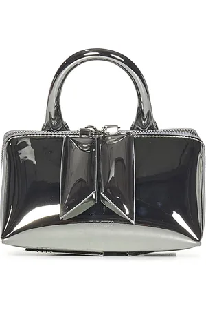 The Attico Tassen, Dames, Grijs, ONE Size, Leer, Zilveren handtas met dubbele ritssluiting
